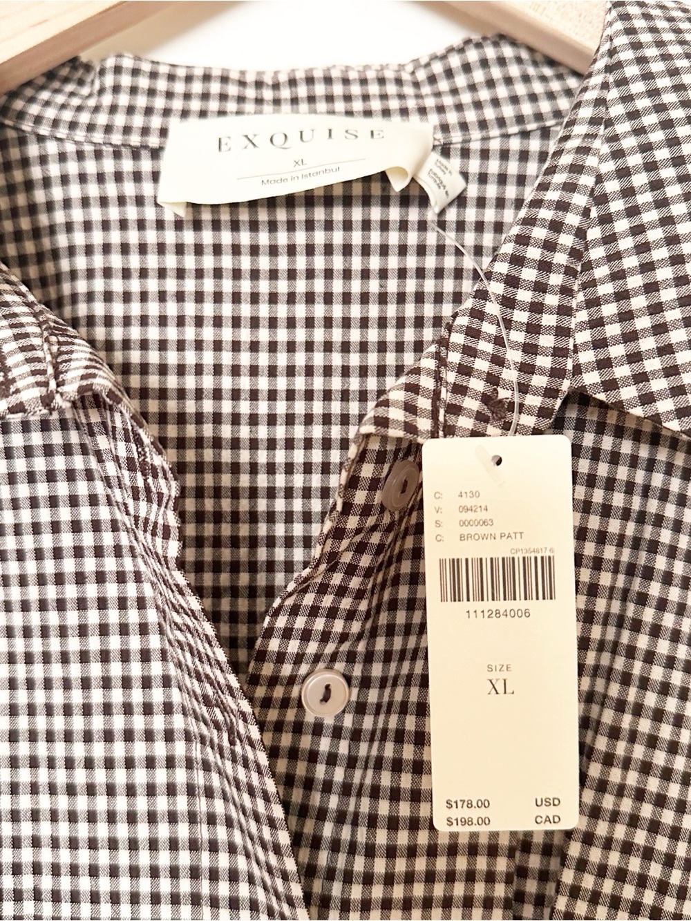 Anthropologie Exquise Tobie Mini Shirtdress  Brown Gingham - Picture 3 of 5